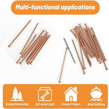 15 Pieces Copper Nails for Killing Tree Stump , 3.15 Inch Copper Nails with Drill, Stake Removal Nailer for Trees