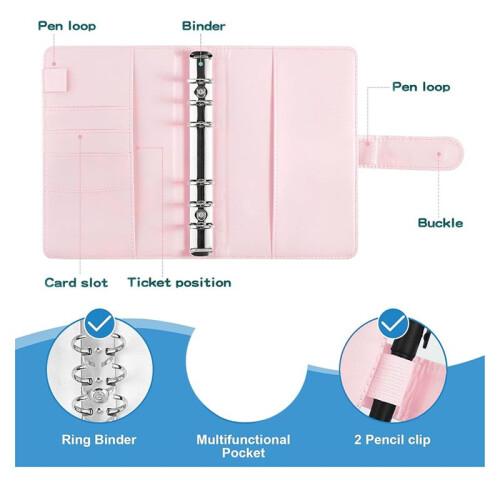 A6 Goal Planner PU Leather Storage Pouch Notebook Undated Weekly and Monthly Daily 6  Activity Chart Planner B