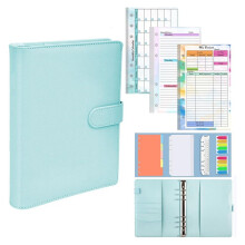 A6 Goal Planner PU Leather Storage Pouch Notebook Non Datato Settimanale e Mensile Giornaliero 6 Anelli Grafico Attività Planner A