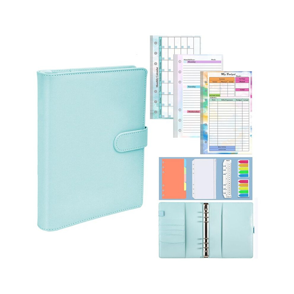 A6 Goal Planner PU Leather Storage Pouch Notebook Undated Weekly and Monthly Daily 6 Ring Activity Chart Planner A-image-OPC-PSQ95RT-NEW