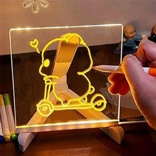 LED Notepad with Colors, Illuminated Acrylic Notepad with Colors, Notepad with Adjustable Stand and 7 Pens 1