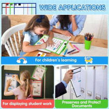 84Piece Work Note Holder Reusable Note Holder Pocket Plastic File Bag Dry Erase Sleeve for Teacher Office Organization E