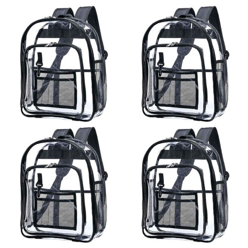 4X Heavy Duty Clear Backpack,Security Transparent School Backpack,See Through Bookbag for Work,Security Check and Travel