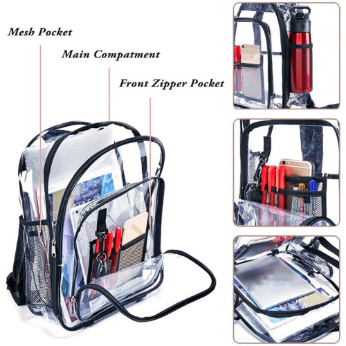 4X Heavy Duty Clear Backpack,Security Transparent School Backpack,See Through Bookbag for Work,Security Check and Travel 2
