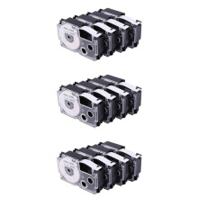 12 Pack 12mm Black White Label Tape Label Maker Compatible with KL1500 KL2000 KL7000 KL7200 KL-100 KL120 KL60 KL-750B