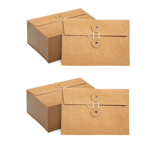 80 Pcs  Paper Envelopes with String Tie Closure Project Pockets Document Organizer, 4.53 X 6.7 Inches (Brown)
