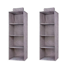 2X Kleider Schrank HäNgende Aufbewahrungs Tasche Zwischen Schicht Schubladen Typ Kleider BüGel Halter Tragbarer Organisator HäNgend (4 Schichten)