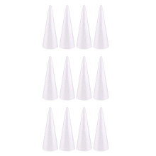 Foam Tree Cones for DIY Crafts, White Polystyrene Art Supplies (4.5 X 13.5 in, 12 Pack)
