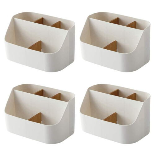 4X Desk Organizer Remote Control Holder Makeup Caddy Box for Home & Office