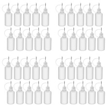 40 Stücke 30 Ml Kunststoff Applikatorflasche mit Zusammendrückbarer Spitze, Nachfüllbare Tropfflaschen mit Nadelspitzenkappen für Kleber DIY
