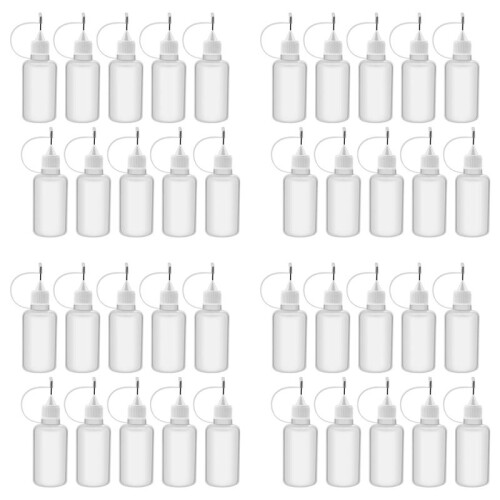 40Pcs 30Ml Plastic Squeezable Tip Applicator Bottle Refillable Dropper Bottles with Needle Tip Caps for Glue DIY