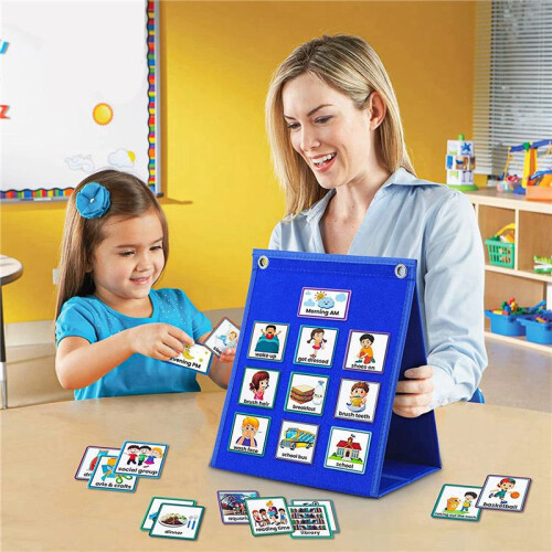 2X Visual Schedule for Kids Daily Routine Chart with 140 Cards Calendar Pocket Autism Learning Behavioral Tool 1
