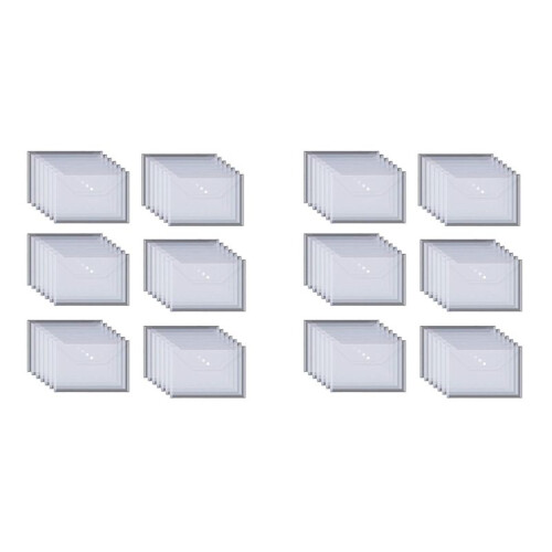 100PCS Transparent Waterproof Envelope Folder with Buttons, A4 Size, Thickened Plastic Material for School Office