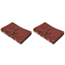 2X Retro Personalitaet Notizbuch Notizbloecke Ringbuch Tagebuch Hellbraun S