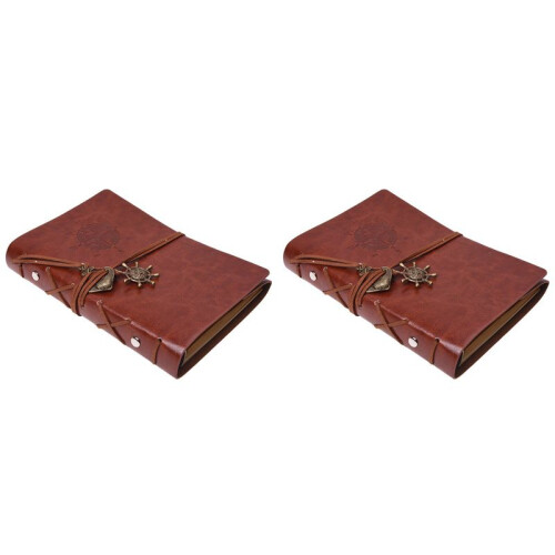 2X Retro Personality Notebooks Journal Notepads Ring Binder Diary Notebook Light Brown S