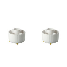 2X Desk Pencil Pen Holder 360 Rotating for Desk Storage Stationery Supplies Organizer Pencil Cup - White