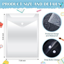 Buste nel Plastica Trasparente da 100 Pezzi con Timbro con Bottone un Pressione e Tasche Portaoggetti per Fustellatura per Scuola, Ufficio, Casa, 7,08