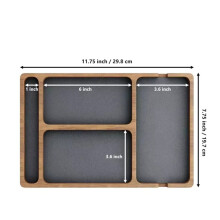 2X Wooden Office Desktop Storage Box Solid Wood Partition Storage Box Mobile Phone Headphone Debris Box Wooden Tray