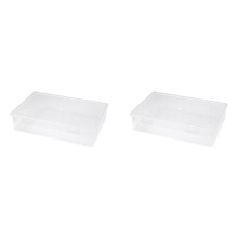 2X Plastic File Organizer Transparent Square Storage Box A4 Storage Box File Storage Box M