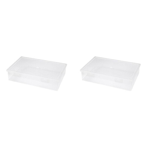 2X Plastic File Organizer Transparent Square Storage Box A4 Storage Box File Storage Box M