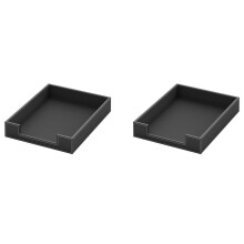 2X Arrangörsbricka för Skrivbord i Läder, Stapelbar Läderbricka, Skrivbordsarrangörer och Tillbehör, Tidskriftsfil för Kontorsmaterial