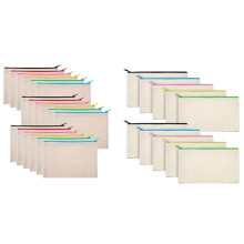28pcs Canvas Makeup Bag Cosmetic Bag Toiletry Pouch Pen Coin Bag with Zipper - 10pcs color & 18pcs Beige
