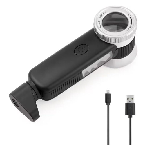 30X Jewelry Loupe with 7 Light, USB Rechargeable Foldable Handheld Magnifying Glass with Jade Appraisal Flashlight 1