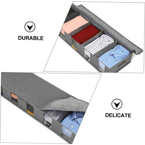 Under Bed Storage Box with Dustproof Protection, Foldable Non Woven Organizer for Clothes and Bedding 1