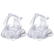 2Pcs White Flower Girls Basket Wedding Basket for Flower /Kids Hand Held Wedding Ceremony Party Decorations,B