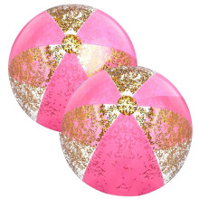 2Pcs 16Inch Inflatable Beach Balls Gold Confetti Pool Balls for Swimming Pool for Adults Summer Birthday Party