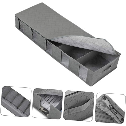 Under Bed Storage Box with Dustproof Protection, Foldable Non Woven Organizer for Clothes and Bedding 2