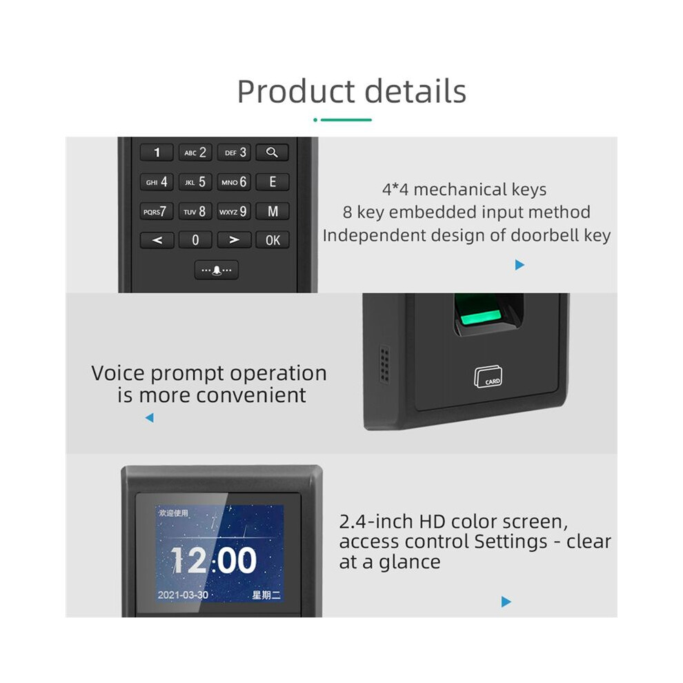 Fingerprint Attendance Machine Rfid 125Khz For Door Access Control System Kit Standalone Keypad 1000 Users 6032146293293