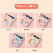 Mechanical Calculator Large LCD Display  Round Button Cute Candy Colored Calculator Suitable for Office School