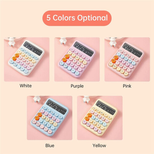 Mechanical Calculator Large LCD Display  Round Button Cute Candy Colored Calculator Suitable for Office School