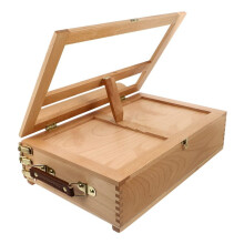 Wood Desk Table Easel - Handcrafted Beechwood Desktop Easel & Wooden Art Tabletop Box for Drawing, Painting for Storage