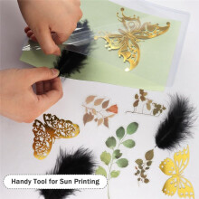 60 Ark Sun Print Paper Cyanotyp Paper Kit, A5 Sun Art Paper med 1 Plastverktyg för Sun Printing, Solar Paper