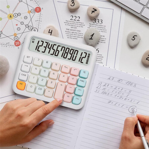 Desktop Calculator 12-Digit Display, Cute and Ergonomic Design with Large LCD Screen for Home, School, Office Use 2
