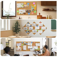 12inch X 12inch Cork Tiles, 6 Pack Cork Boards for Wall with Safe Removable Adhesive Tabs, Large Cork Bulletin Boards