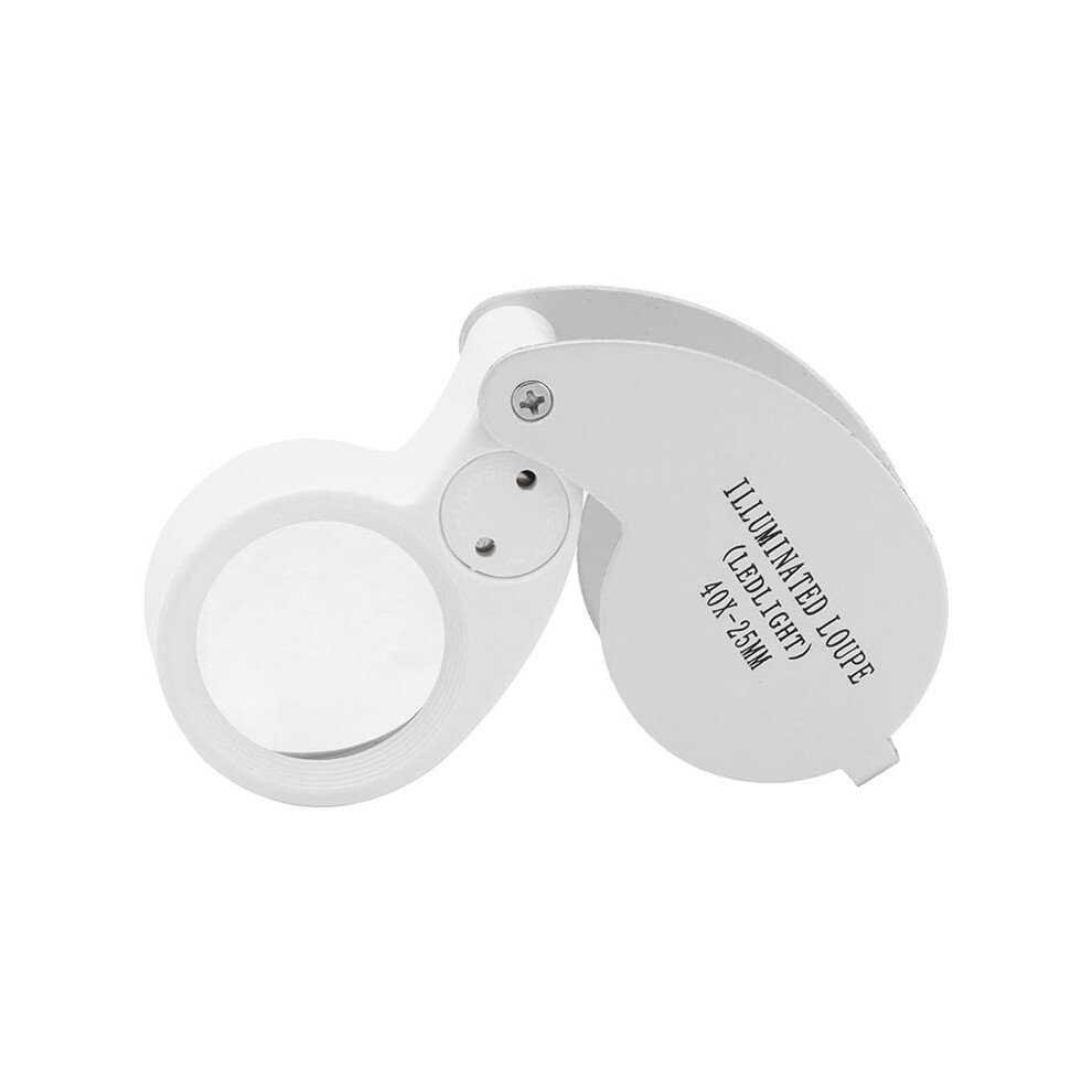 40X Illuminated Jewelers Loupe Magnifier, Portable Foldable Pocket Jewelry Magnifying Glasses for Checking Diamond, Gems