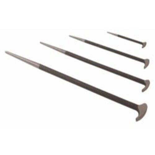 4 Piece Steel Pry Bar Set with Rolling Head Leverage and Precise Tapered Tip