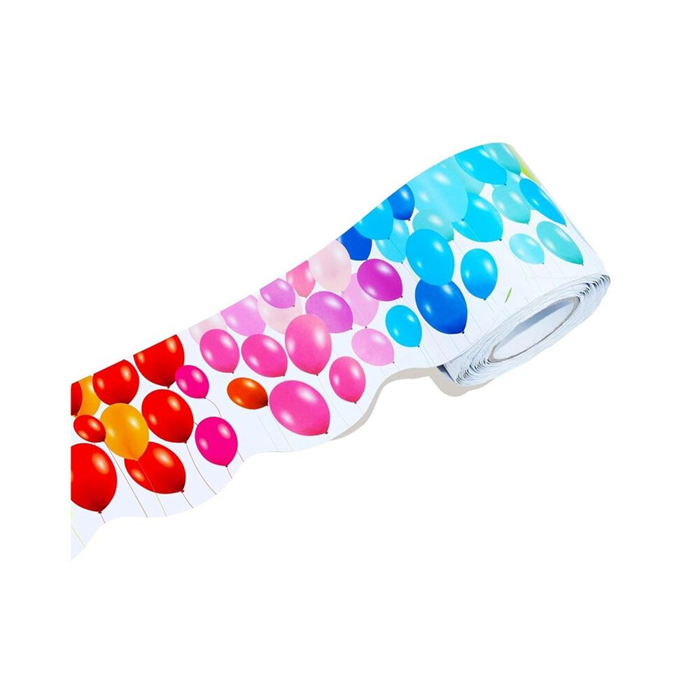 59 Feet Color Balloons Bulletin Board Borders, Scalloped Rolled Border Trim Stickers For Classroom, School, And Offices 4711602931109