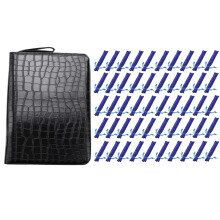 51 Pcs Pencil Bag: 50 Pcs Velvet Single Pen Bag & 1 Pcs PU Leather Black 48 Slots Pen Pouch Bag