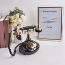 Audio Guestbook Wedding Phone Phone Record Custom Audio Message Guestbook Classic Retro Style for Party Birthday,Black