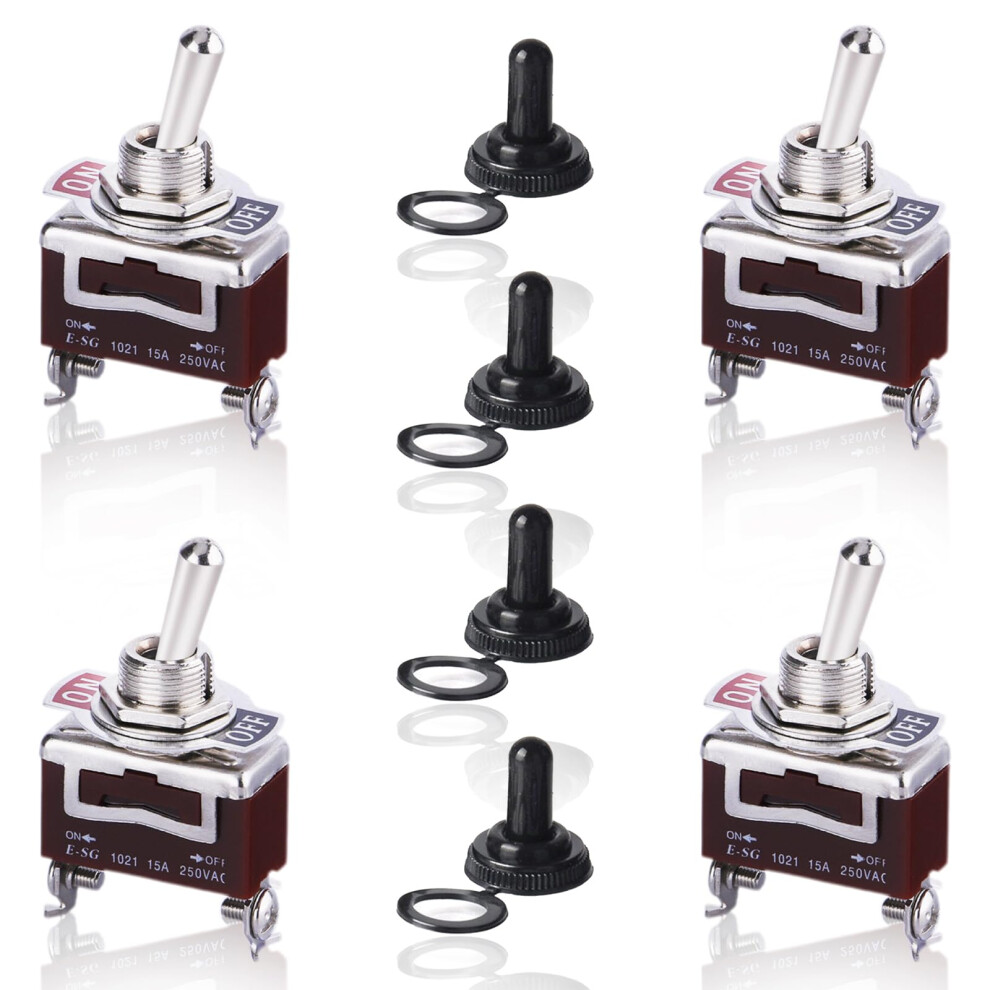 4 Pcs Waterproof 12V Toggle Rocker Switch For Car Boat Marine, Durable Copper Terminals Silver 9771547122685
