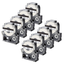 Lot de 8 Bandes de Remplacement pour éTiquettes Compatibles pour Cartouches de Bande D'éTiquettes LK-4WBN (SS12KW) Noir Sur Blanc
