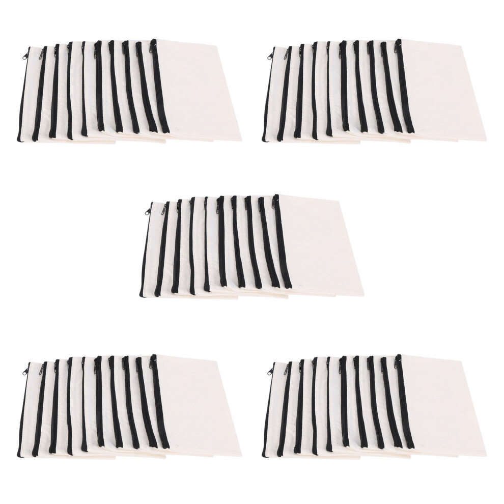 50Pcs Canvas Makeup Bags Canvas Zipper Pouch Bags Pencil Case Blank DIY  Bags Cosmetic Pouch