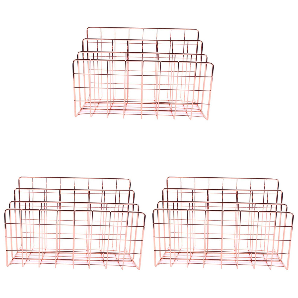 3X Desktop Mail Organizer, 3-Slot Metal Wire Mail Sorter, Letter Organizer For Letters, Mails, Books,Postcards And More 4711713591681