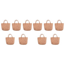 10X Casual Straw Bag Natural Wicker Tote Bags Women Braided Handbag for Garden Handmade Woven Rattan Bags