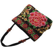 2X Chinesischen Stil Frauen Handtasche Stickerei Ethnische Blumen Damen Tote Umhängetaschen -Body(Rote Pfingstrose)