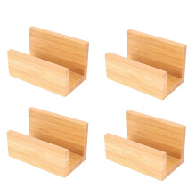 4X Bambus Holz Desktop Visitenkartenhalter für Schreibtisch Robuste Visitenkarte Display Stand für Büro Geeignet für Männer Frauen